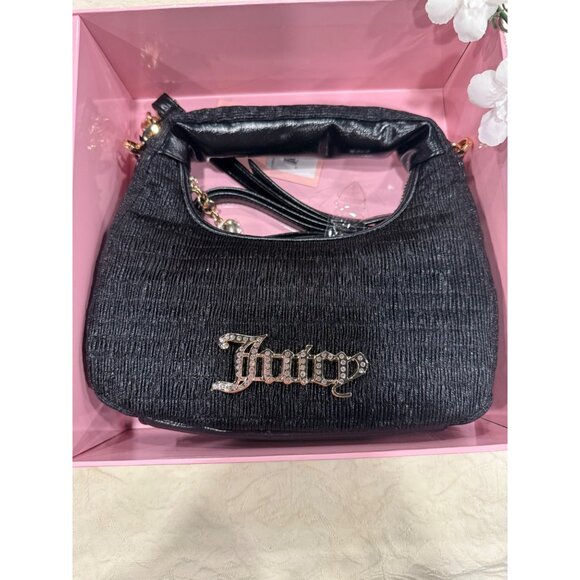 Juicy Couture Women’s 3 Piece Sequin Mini Hobo Bag with Wristlet Keychain Gift - Picture 2 of 7
